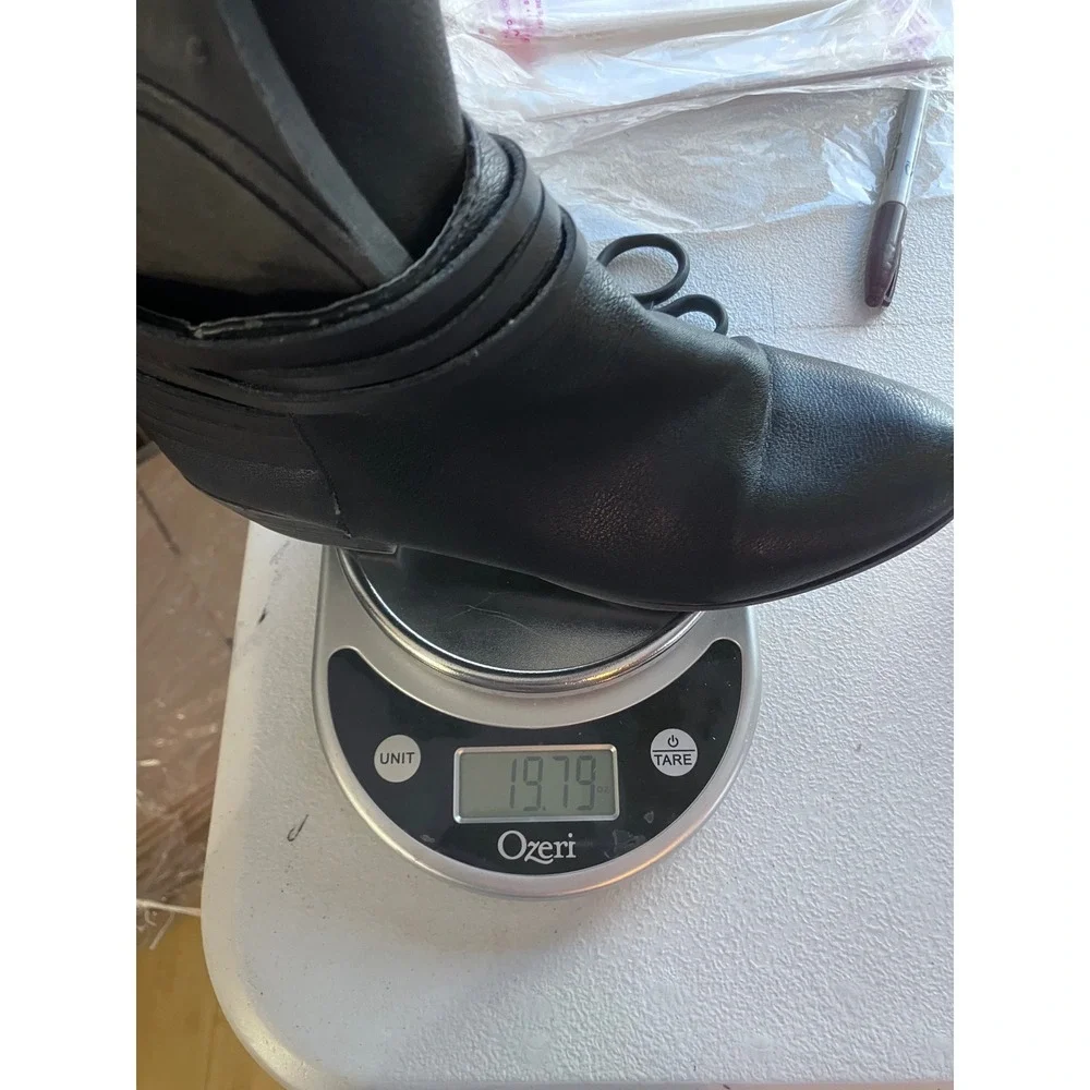 Madden Girl Basil Black Faux Leather Ankle Boots Women Size 7.5 Zip Stacked Heel